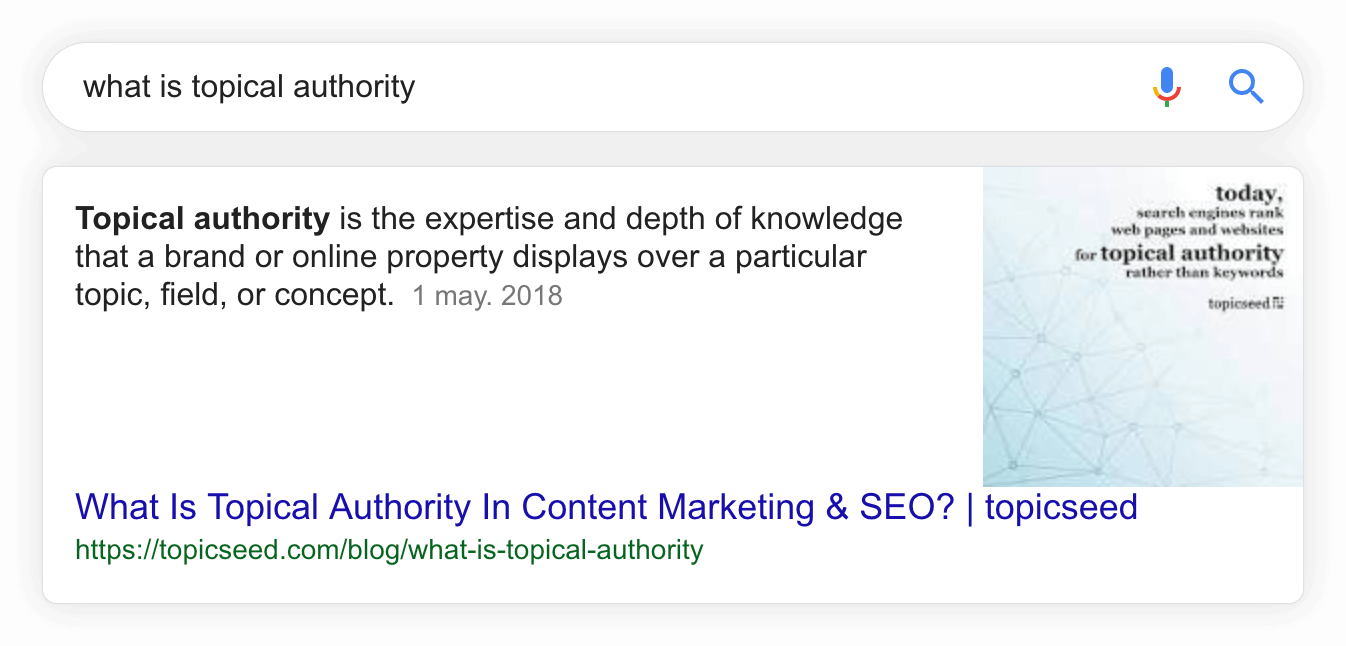 Example of a Google Featured Snippet.
